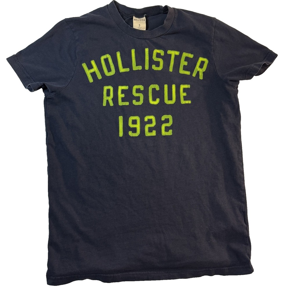 VTG Hollister Y2K Rescue 1922 TShirt Mens S Blue Logo Graphic Streetwear